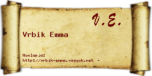 Vrbik Emma névjegykártya
